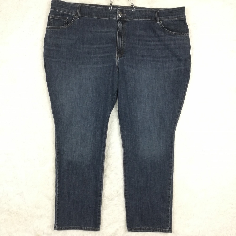 Lee Womens Jeans Straight Leg Mid Rise Blue Denim Relaxed Dark Wash Plus 30W